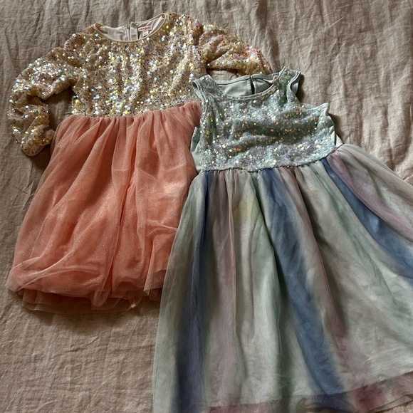 Cat & Jack Glittery Sequin Dresses - Peach and Multicolor - Picture 1 of 10